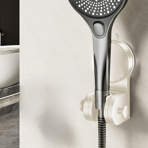 Japceit Adjustable Shower Head Holder with Suction Cups, No-Drill Bathroom Wall Mount Bracket, Flexible Angle Positioning for Handheld Sprayers and Faucets