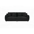 thumbnail image 2 of 86.6 inch Teddy Fleece Black Sofa | Compact Space Saving | 4 Pillows, 2 of 7