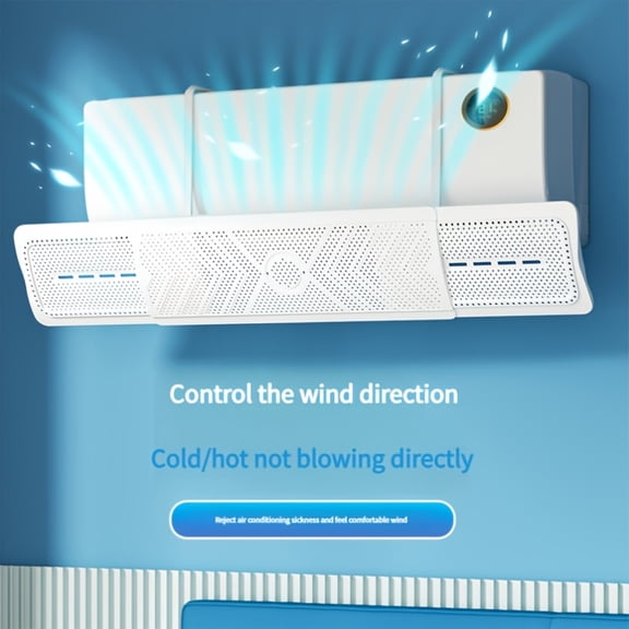 Air Vent Deflector, Sliding Deflector with Digital Display Temperature Readout, No-Drill Magnetic Air Vent Deflector for Wall Unit Ac, Nursery, Bedroom and Living Room, Cold Air