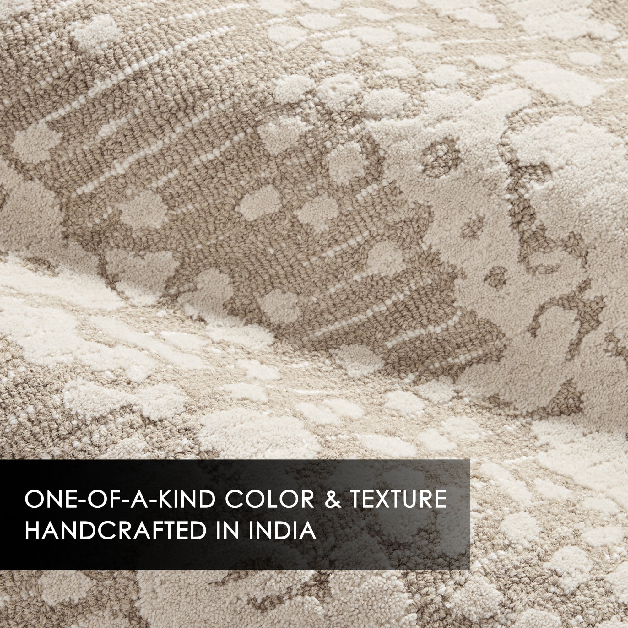 NICOLE MILLER NEW YORK Mod Weave Abstract Knotted Texture Handcrafted Area Rug, 100% Wool Rug, Taupe, 5'x7’