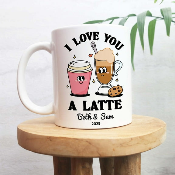 Custom Romantic Coffee Mug, I love you a latte Quote Mug, Personalized Couples Wedding Cup, Valentines Anniversary Gift Idea, Coffee Lover, Ceramic Mug 11Oz