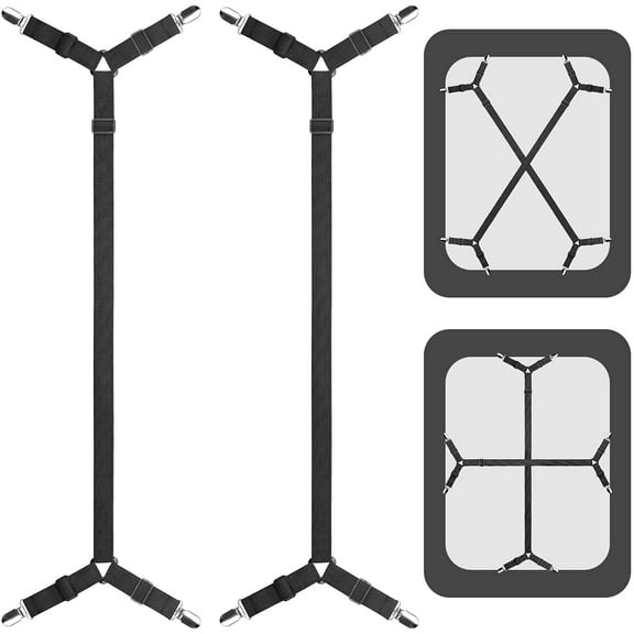 Sheet Straps, Fitted Sheet Clips Under Mattress Keeping Sheets in Place, Bed Sheet Holders Straps for Twin, Full, Queen, King(Black)