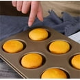thumbnail image 4 of Nonstick Muffin Pan,Bexikou 2 Pack Mini Cupcake Pan Set,Round Muffin Tins for Baking,Baking Tray for Muffins, Cupcakes, Brownie(Black, 6 Cup), 4 of 7
