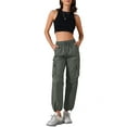 thumbnail image 2 of INSPIRE CHIC Women's Y2K Streetwear High Waisted Pockets Casual Long Cargo Pants Trousers L Grey, 2 of 6