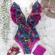 thumbnail image 1 of 2022 nuevo traje de baño Sexy de una pieza con estampado Floral y volantes, traje de baño con hombros descubiertos para mujer, ropa de playa sólida con escote en V profundo, traje de baño Monkini Tan Jianjun unisex, 1 of 2