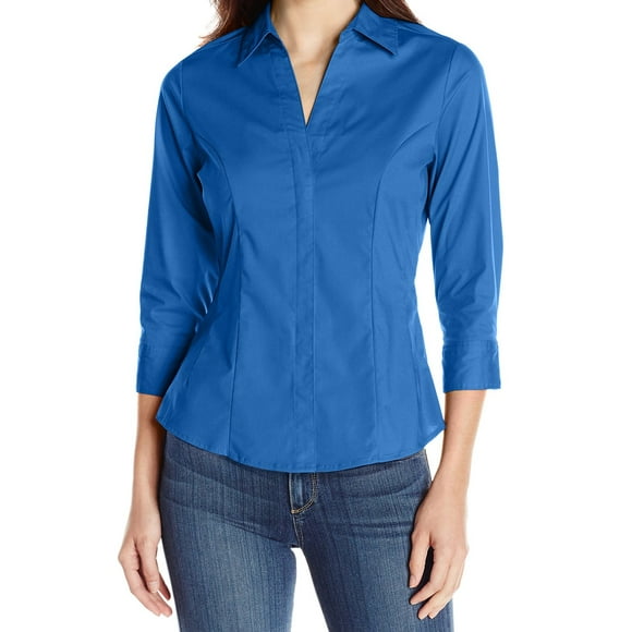 Riders by Lee Indigo Women's Easy Care ¾ Sleeve Woven Shirt, True Blue, S