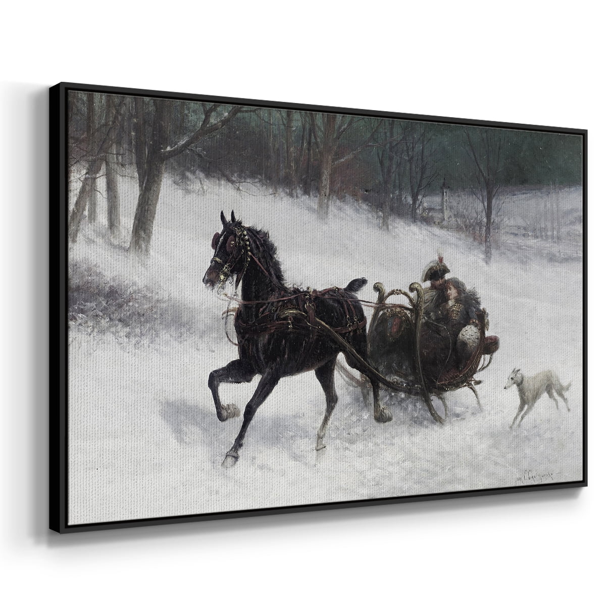 Vintage Animal Print-XXIV By Wexford Home Framed in Black Wood Gallery Wrapped Canvas 27 in. x 41 in.