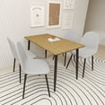 thumbnail image 3 of Modern 4-6 Person Dining Table Set - Wood Grain Top & Black Metal Legs, Kitchen Table & Chairs for Dining Room. Easy Assembly, Beige & Wood Tones., 3 of 8