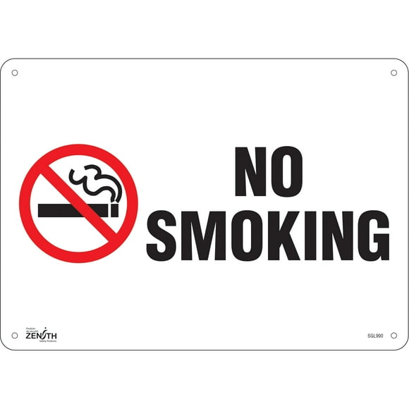 No Smoking Sign, 10" x 14", Aluminum, English with Pictogram
