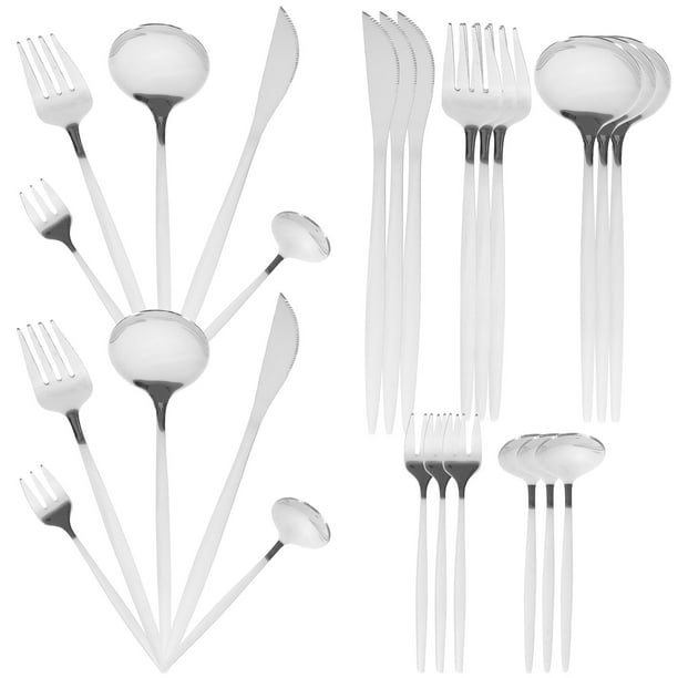 Juego de 30 utensilios de cocina de acero inoxidable, juego de cubiertos, cuchillo, cuchara y tenedor.