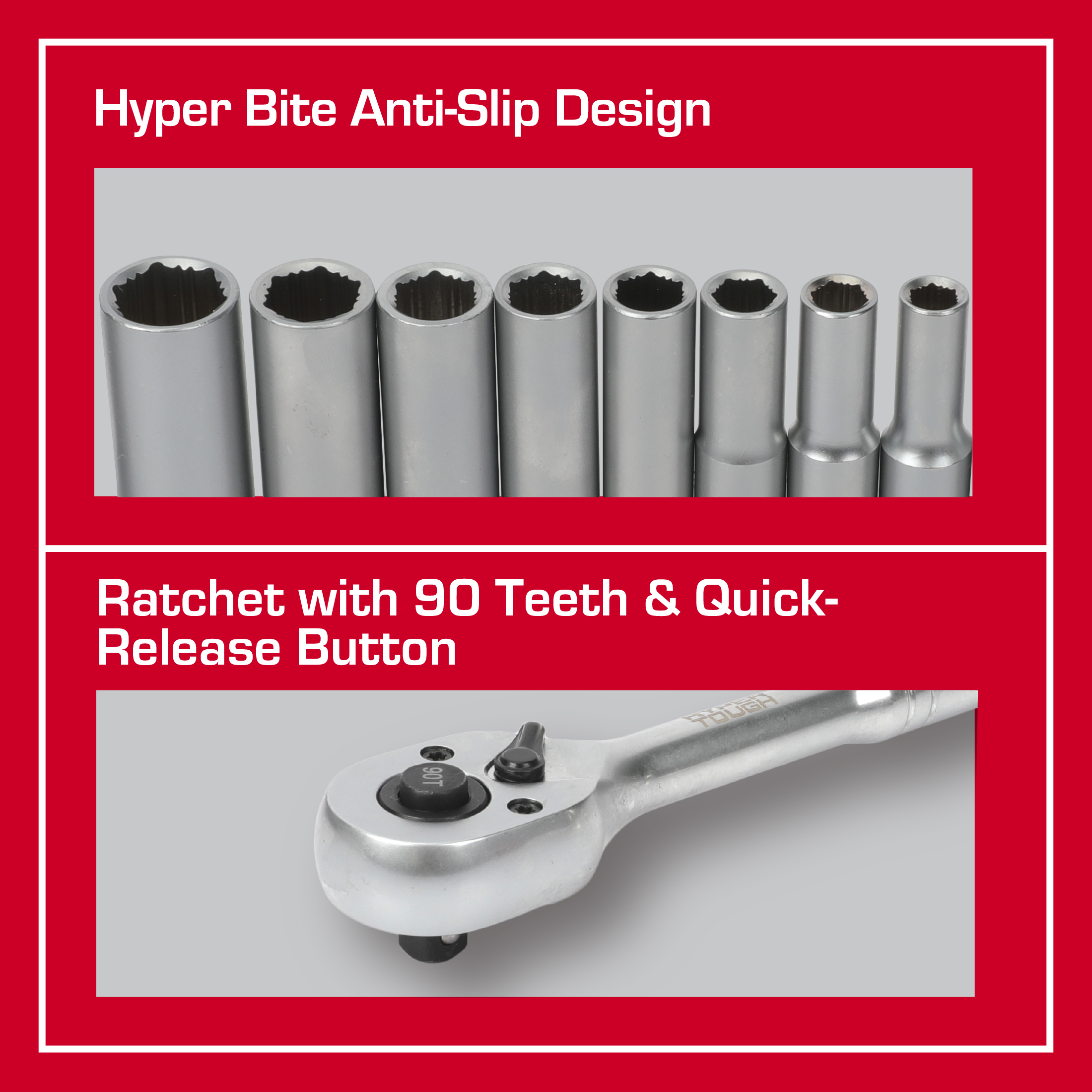 Hyper Tough 3/8 in Drive Ratchet and Socket Set, 48 Pieces photo 7