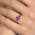 thumbnail image 4 of Gem Stone King 2.19 Ct Oval Pink Created Sapphire Blue Diamond 925 Sterling Silver Ring, 4 of 6