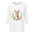 thumbnail image 5 of Cavosen Happy Easter 3/4 Sleeve Womens Tops Summer Bunny Floral Print Pullover Blouse Crewneck Holiday Shirts Vacation Festival Tee Shirts Casual Dressy Trendy T Shirts White S, 5 of 6