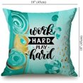 thumbnail image 4 of Throw Pillow Case Work Hard Play Hard Motivational Quote Cotton Linen Square Cushion Cover Standard Pillowcase for Men Women Kids Home Decorative Sofa Armchair Bedroom Livingroom 18 x 18 inch, 4 of 5
