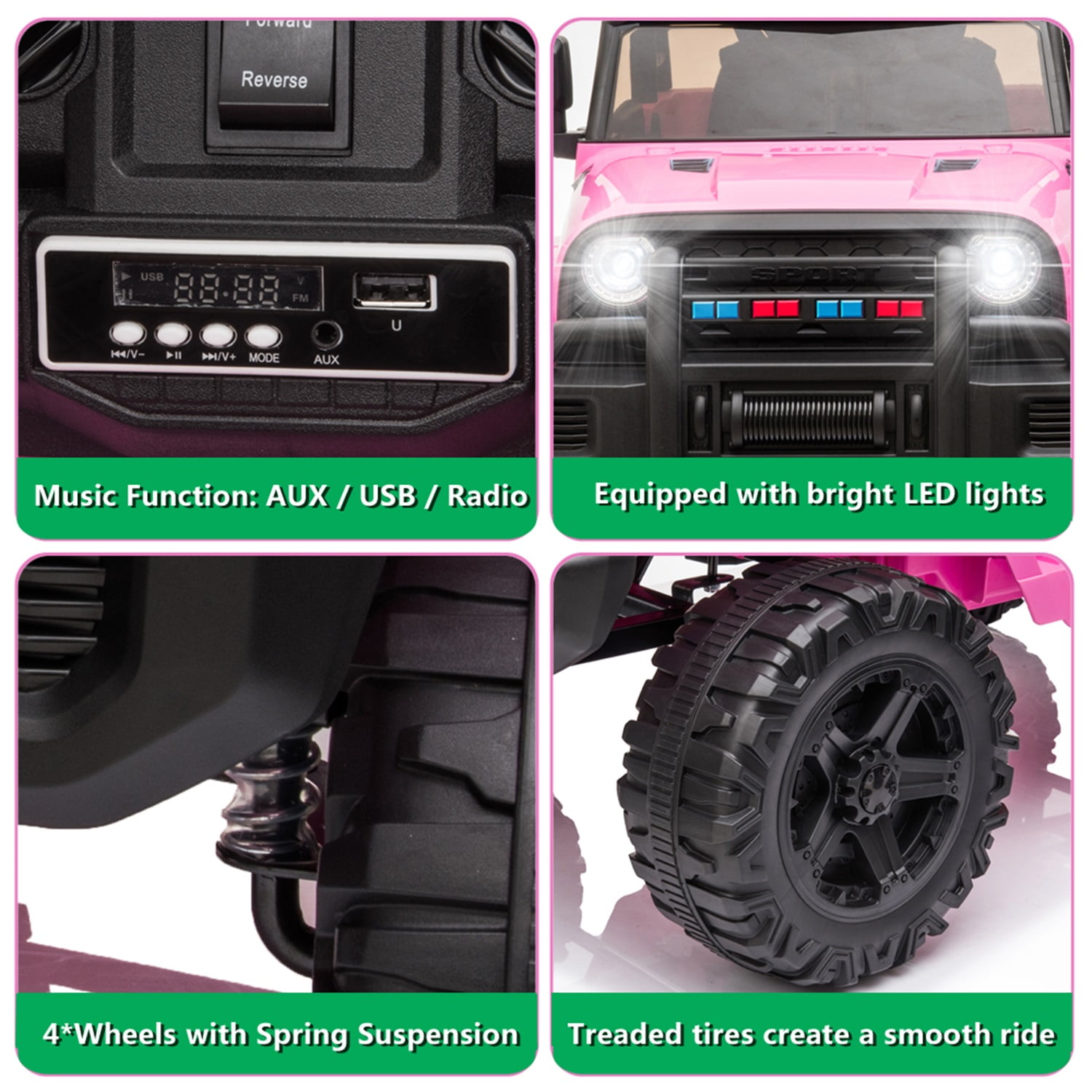 CIPACHO Kids Ride On Truck, Remote Control Kids Electric Ride-on Car, 12V Battery Motorized Vehicles Age 3-5 with 3 Speeds (Pink) CIPACHO Kids Ride On Truck, Remote Control Kids Electric Ride-on Car, 12V Battery Motorized Vehicles Age 3-5 with 3 Speeds (Pink)