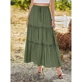 thumbnail image 5 of Roaso Women's High Waist Long Skirts Ruffle Causal Elastic A Line Maxi Skirt, 5 of 6