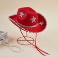 thumbnail image 3 of RUINIXCW Women Cowboy Hat Shinny Rhinestone Star Cowgirl Hat Wide Brim Diamond Felt Western Hat Wedding Music Carnival Dress-up Party Costume Accessories, 3 of 8