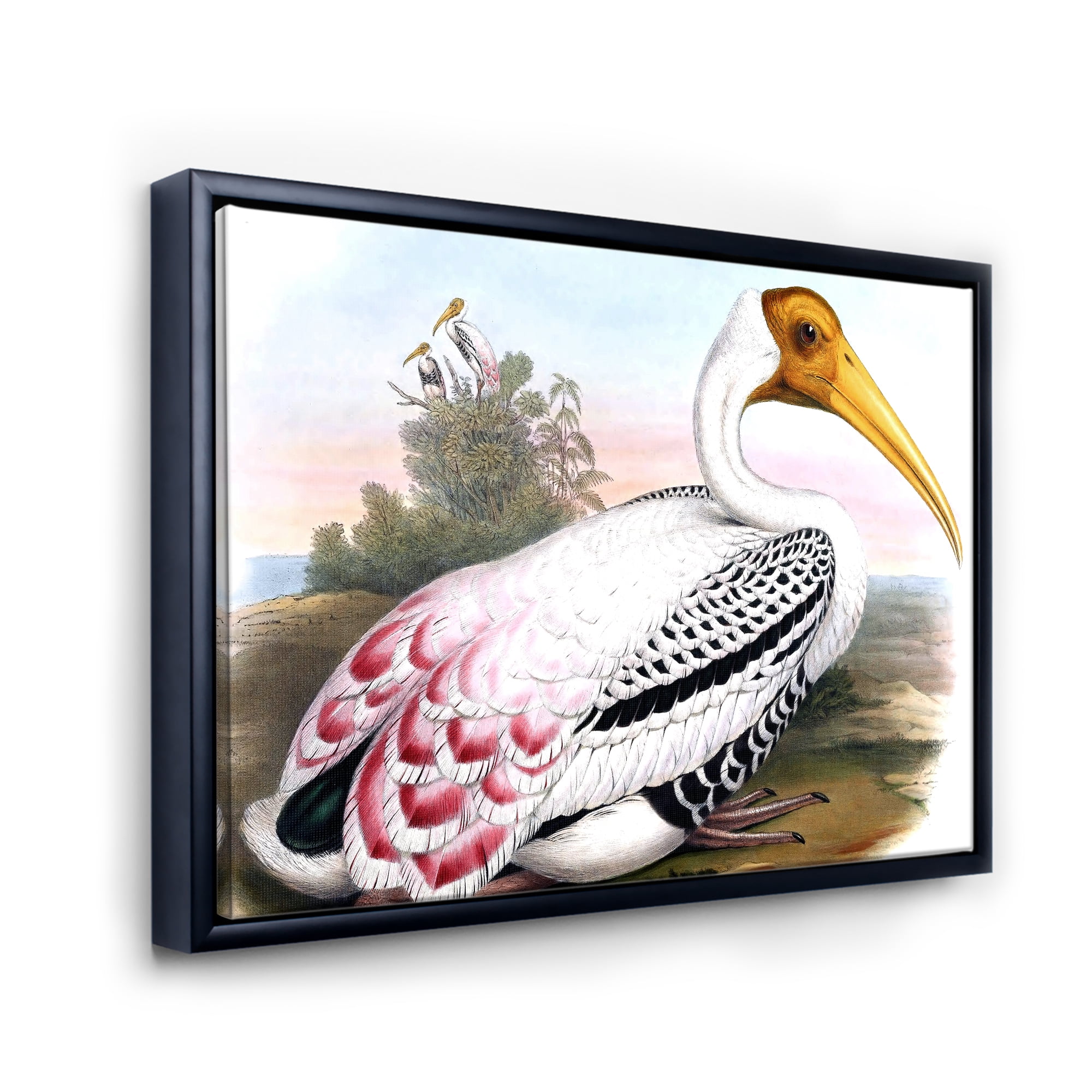 Designart 'Vintage Countryside White Birds' Farmhouse Framed Canvas Wall Art Print