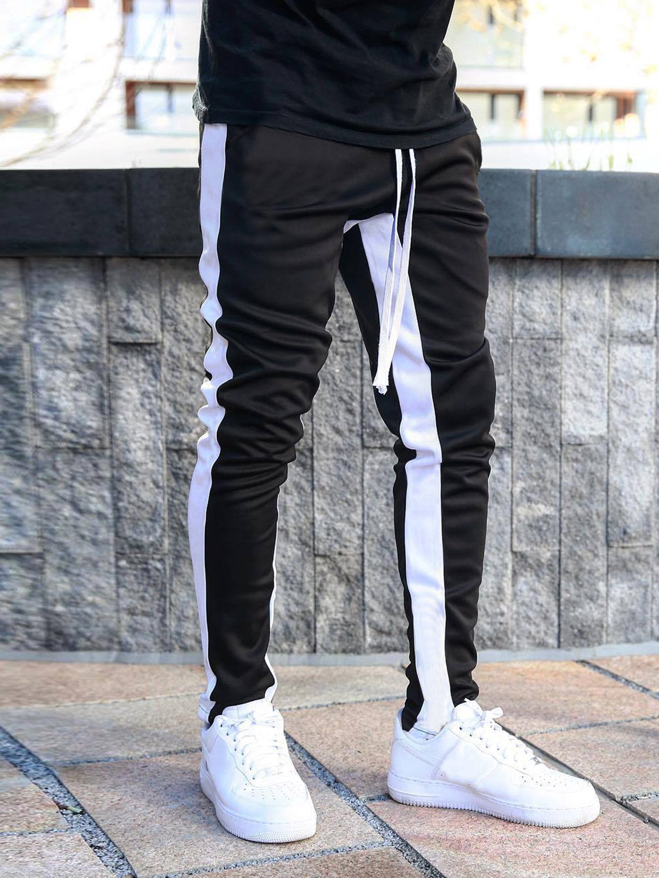 Men Contrast Panel Drawstring 
