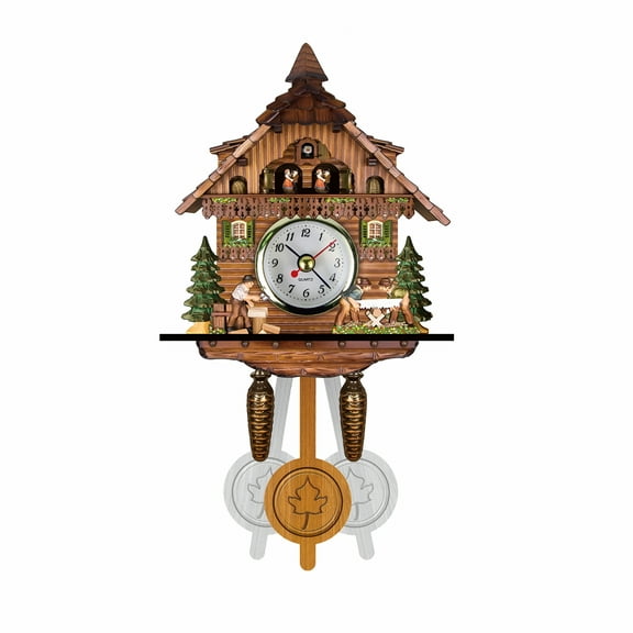 LAMIRO Cuckoo Wall Clock Chime Alarm Clock Retro Clock Wooden Living Room Clock,Wooden Wall Clock,Small Clock Decor,Cuckoo Shaped Clock Antique for Home Kids Room Bedroom Decor