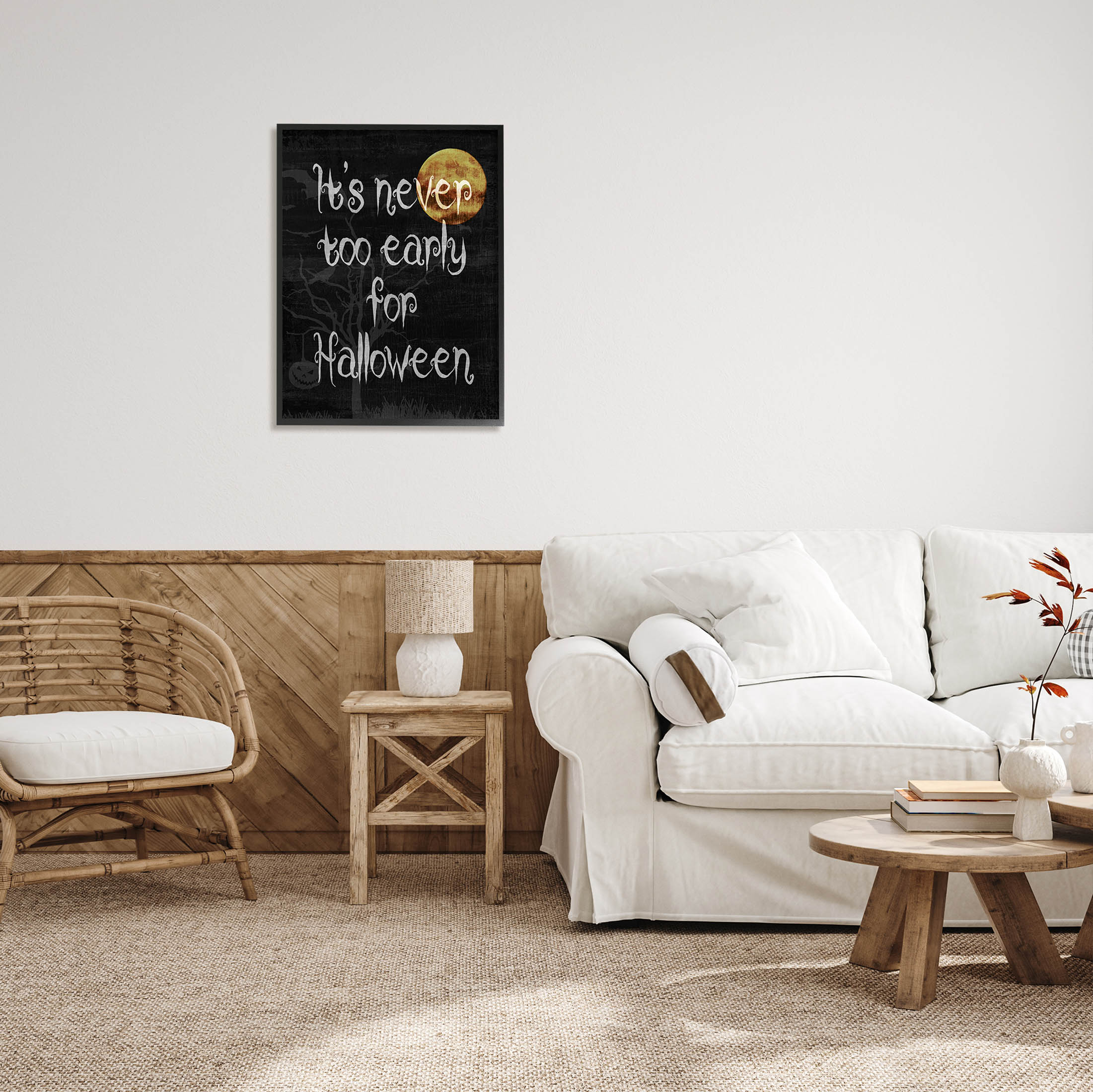 Stupell Industries Never Too Early For Halloween Graphic Art Black Framed Art Print Wall Art, Design by Lil' Rue