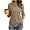 Light Coffee, variant on Womens Tops Casual 3/4 Length Sleeve V Neck Shirts and Blouses Zipper Collar Women Polo Shirts,Black L