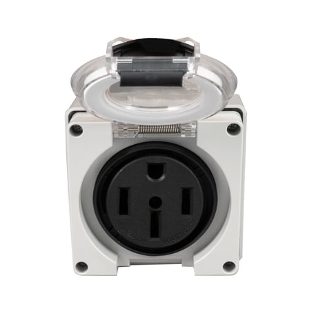 14-50R RV Power Outlet Box, NEMA 14-50R Power Outlet Box, 50Amps, 125/250Volt Receptacle, Weatherproof Outdoor Electrical Power Box for Campers/Trailers - ETL Listed. (14-50R)