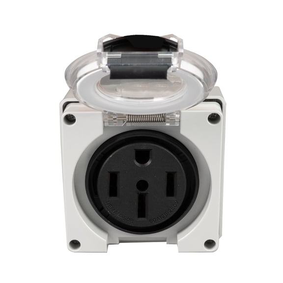 14-50R RV Power Outlet Box, NEMA 14-50R Power Outlet Box, 50Amps, 125/250Volt Receptacle, Weatherproof Outdoor Electrical Power Box for Campers/Trailers - ETL Listed. (14-50R)