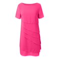 thumbnail image 3 of Women's Summer Dress Patchwork Chiffon Round Neck Short Sleeved Dress Vintage Dress for Women Women's Dresses Cut Loose Dress Sporty Dress for Women Long Women T Shirt Dress for Women Knee Length Long, 3 of 4