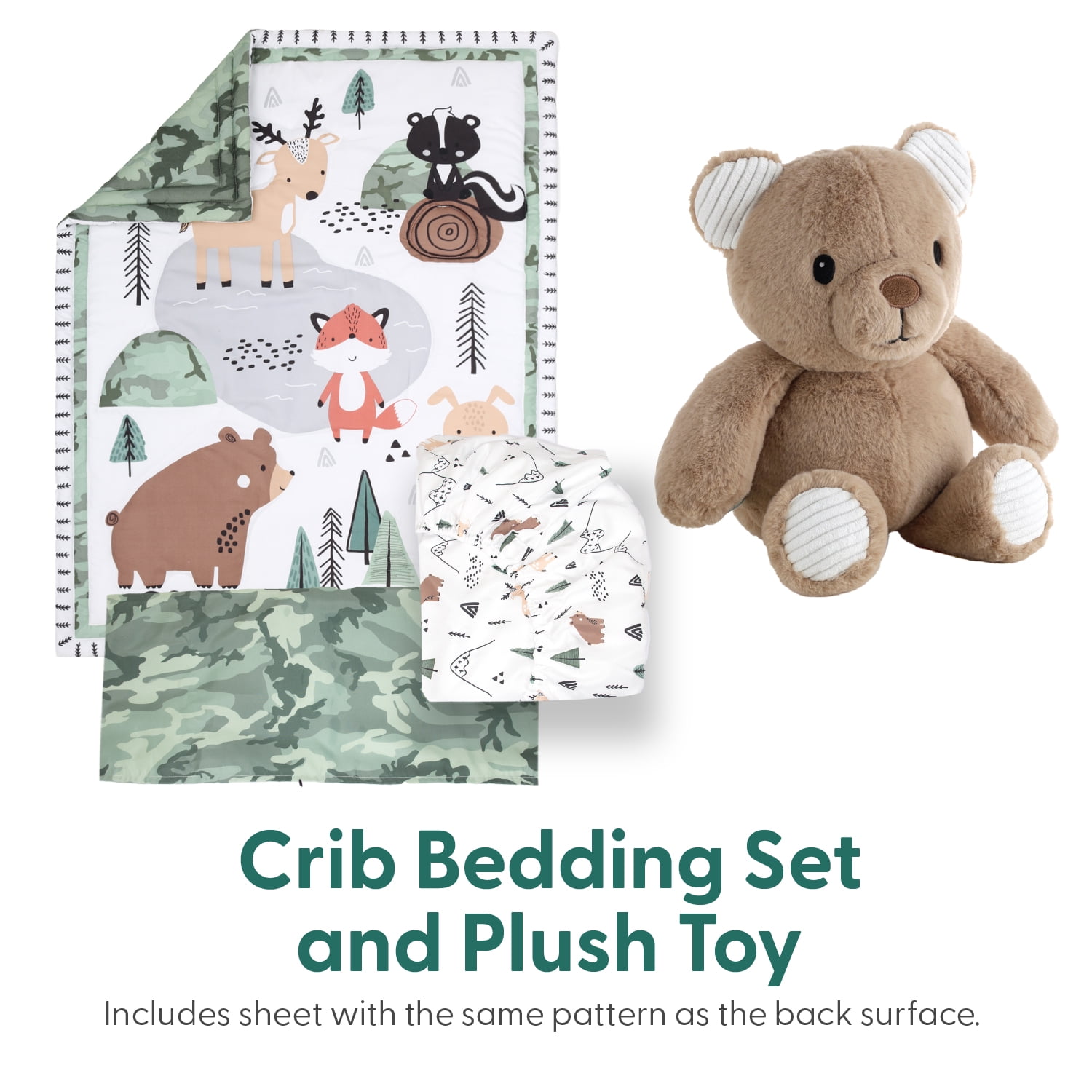 The Peanutshell Crib Bedding, Fairytale Forest Baby Crib Bedding Set and Mobile, 4-Piece Set