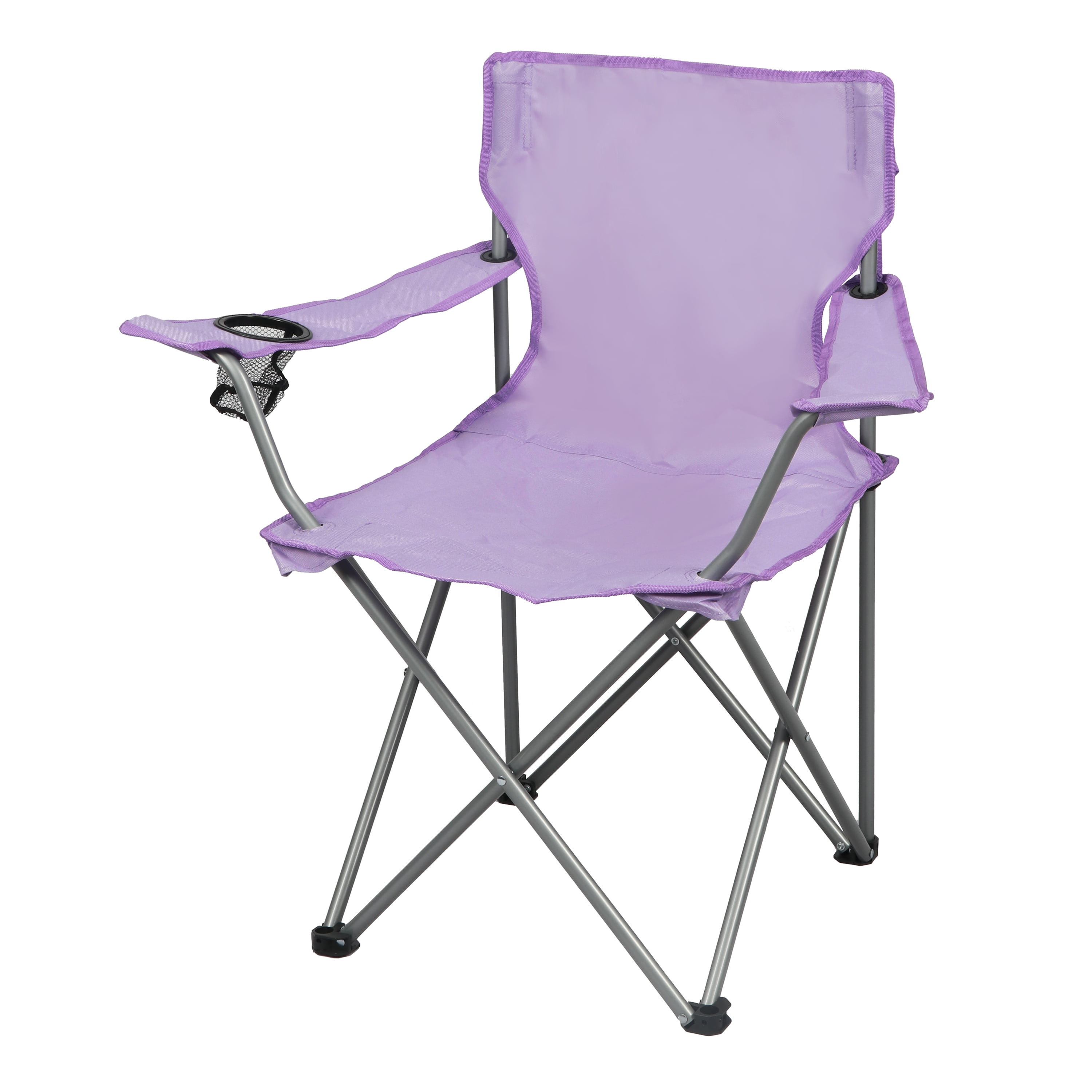Ozark Trail Basic Quad Folding Camp Chair with Cup Holder, Lavender, Adult