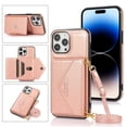 thumbnail image 1 of For Iphone 14 Pro Cross-Body Card Bag Phone Case(Rose Gold),iPhone 14 Pro, 1 of 7