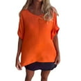 thumbnail image 1 of Jersey holgado de cuello en V grande para mujer - Top informal de manga tres cuartos para todas las estaciones, 1 of 5