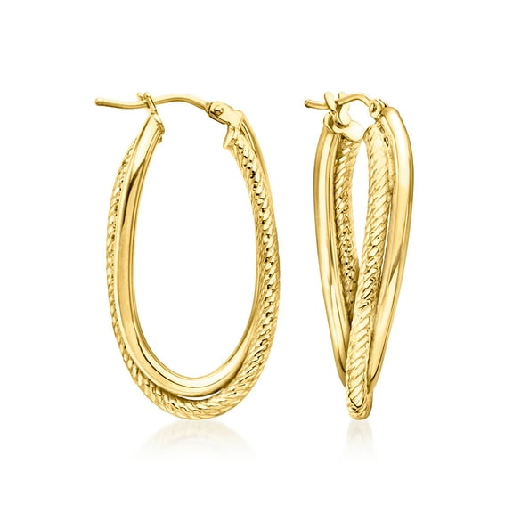 Ross-Simons Italian 10kt Yellow Gold Double-Oval Twisted Hoop Earrings, Women's, Adult