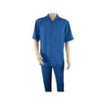 thumbnail image 7 of Men INSERCH 2pc Walking Leisure Suit Shirt Pants Set Short Sleeves 9356 Blue, 7 of 7