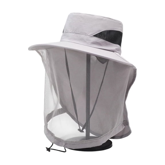 Breathable Mesh Sun Hat with Face Cover, Foldable Outdoor Fishing Cap, UV Protection Mosquito Proof Hat for Men Women Hiking Gardening Beach Use
