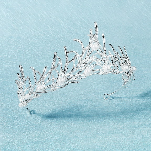 Raindrops 1Pc Silver Baroque Wedding Crown Durable Hair Crown with Glittering Jewelry Embellishments