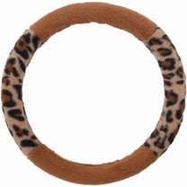 Plush Leopard Print Steering Wheel Cover Fuzzy Bow Tie Brown Universal 15 Inches Car Steering Wheel Protector for Car Accessories Warm Soft Anti-Slip, C