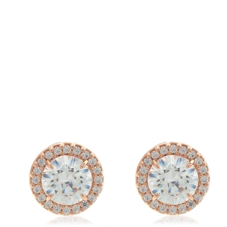 Swarovski Constella Rose Gold-Tone Plated Round Cut Stud Earrings