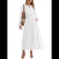 thumbnail image 2 of Vestido de Otoño Informal para Mujer, de Larga, Cuello en V, Cintura Elástica, Ligero, para Invitadas de Boda, con Bolsillos M, 2 of 10