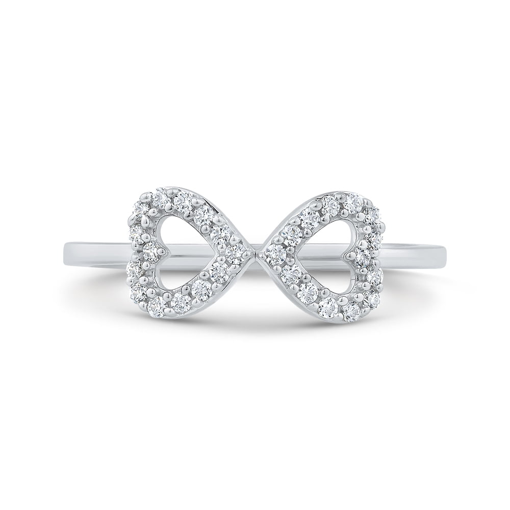 KATARINA Diamond Double Heart Promise Ring in 10K White Gold (1/6 cttw, I-J, I1) (Size-4.5)