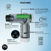 Spa Sciences SMARTGUN Massage Gun, Pro Therapeutic with 4 Heads, 8 Speed, Rechargeable, White