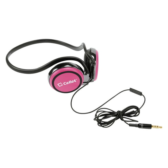 Cellet Pink 3.5mm Stereo Neckband Earhook Hands Free Headset with Microphone (on & off switch)