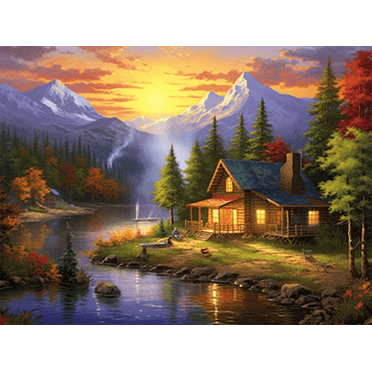 jigsaw puzzles 500 pieces Mountain Retreat snow mountain wooden Challenging Puzzle Perfect for Game Nights 20.4'' x 14.9''