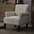 thumbnail image 4 of Upholstered Chairs, Polyester Armchair Club Chair with Rivet Tufted Scroll Arm, Tufted Accent Chair, for Bedroom and Living Room,Cream, 4 of 7