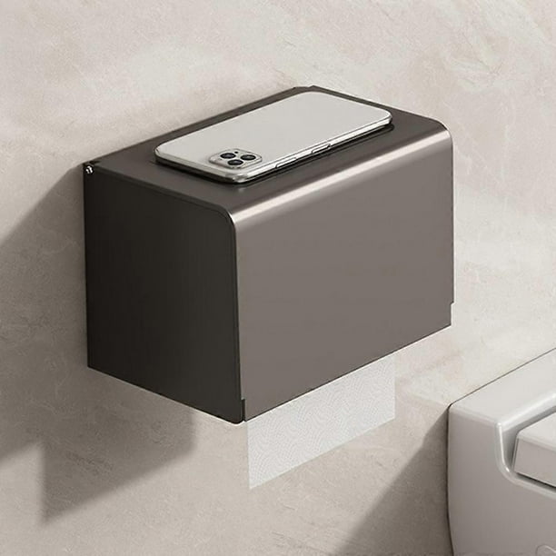 Aluminum Alloy Toilet Paper Holder Wall Mounted No Drilling Bathroom Tissue Box