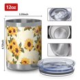 thumbnail image 3 of 12oz Tumblers Beige Sunflower Pattern Vacuum Insulated Stainless Steel Travel Tumbler Cups Mug with Lid and Straw for Beer,Coffee,Beverages with Cleaning Brush for Cold & Hot Drinks, 3 of 5