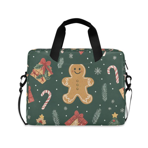 FORMRS 16" Laptop Bag Carrying Sleeve Case with Handle Travel Shoulder Briefcase, Brown Christmas Gingerbread
