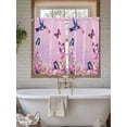 thumbnail image 4 of Pink Flower Bathroom Window Curtain, Spring Floral Butterfly Elegant Pastoral Birds Light Filtering Coffee Kitchen Curtains, Bedroom Living Room Curtains 2 Panel 84"x45", 4 of 6