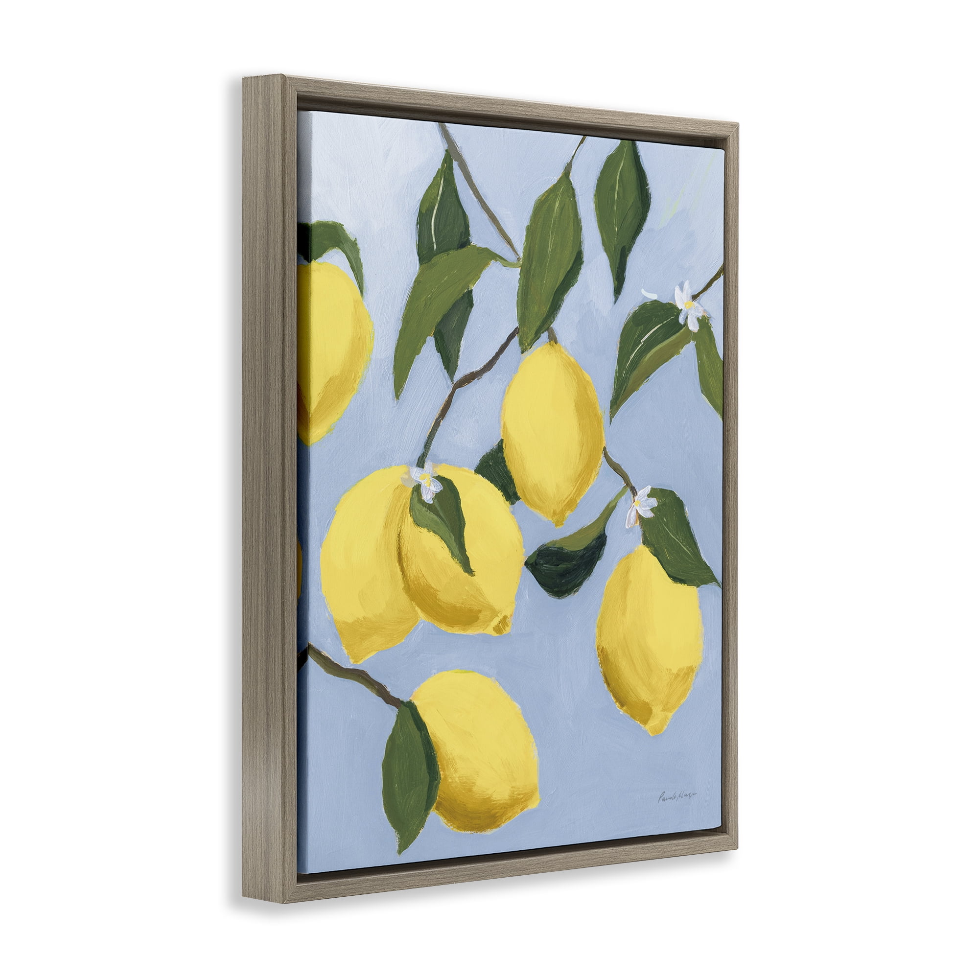 Stupell Industries Winding Lemon Tree Food & Beverage Painting Brown Floater Framed Art Print Wall Art, 25 x 31